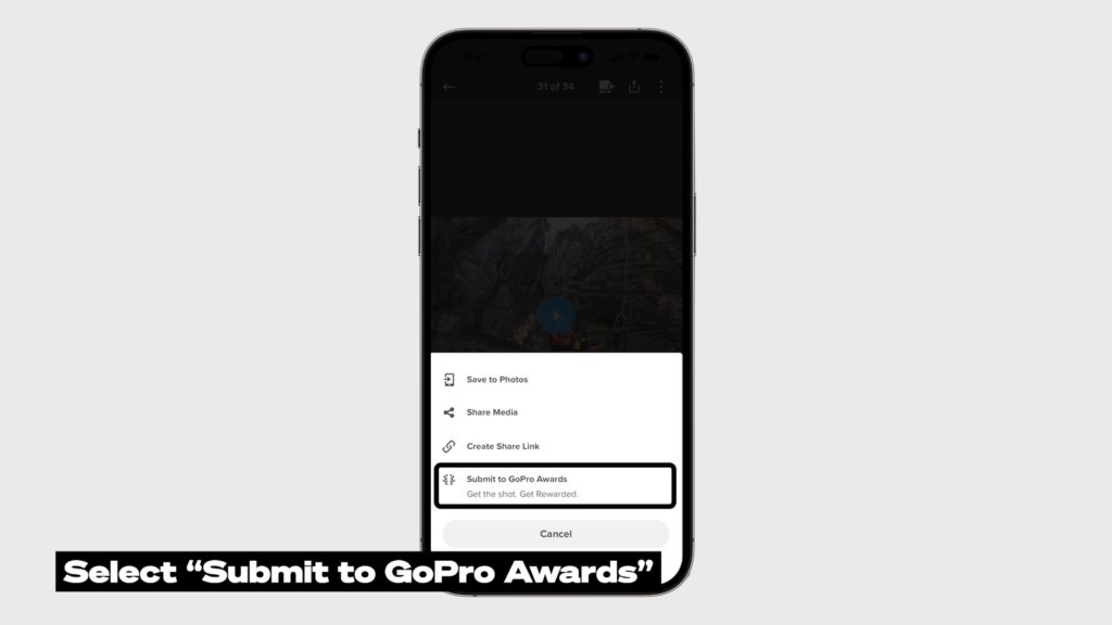 Submit to GoPro Awards via Quik App on iOS.