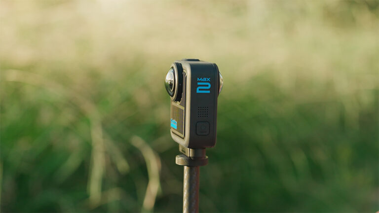 GoPro Max2 mounted stationary. Outdoor video production product video shoot